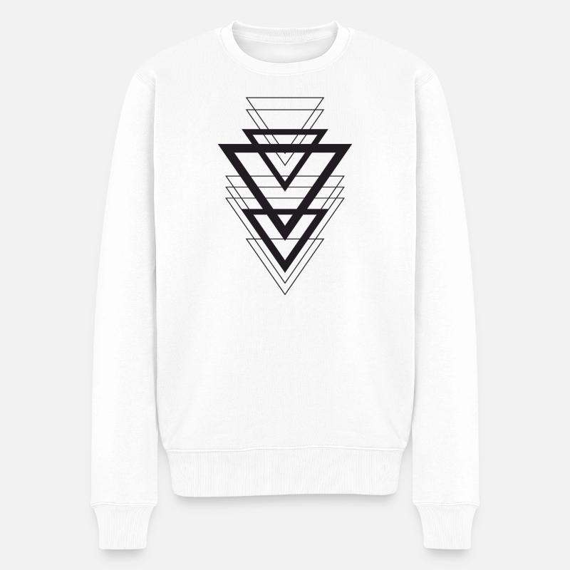 Geometrische Dreiecksüberlagerung - Männer Premium Bio Pullover - Weiß