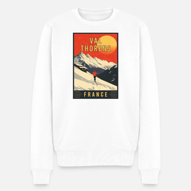 Découvrez le Paradis du ski alpin à Val Thorens, France - Pull Premium bio Homme - blanc