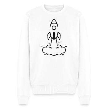 Résumé de Nuages Fusées Kawaii - Pull Premium bio Homme - blanc - Devant - Thijin (182cm)