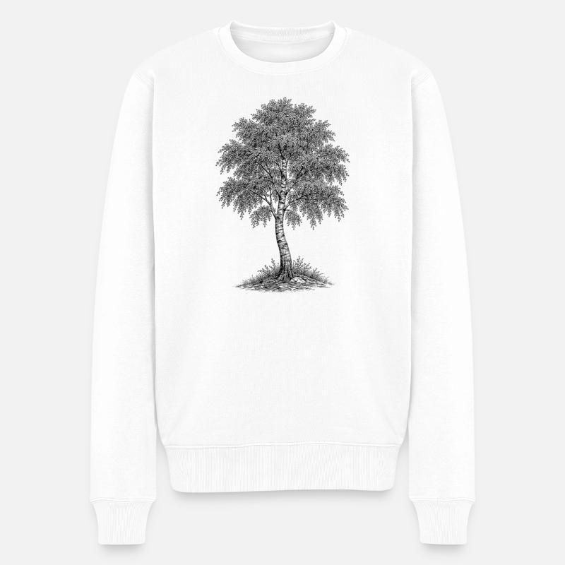 Birke - Männer Premium Bio Pullover - Weiß