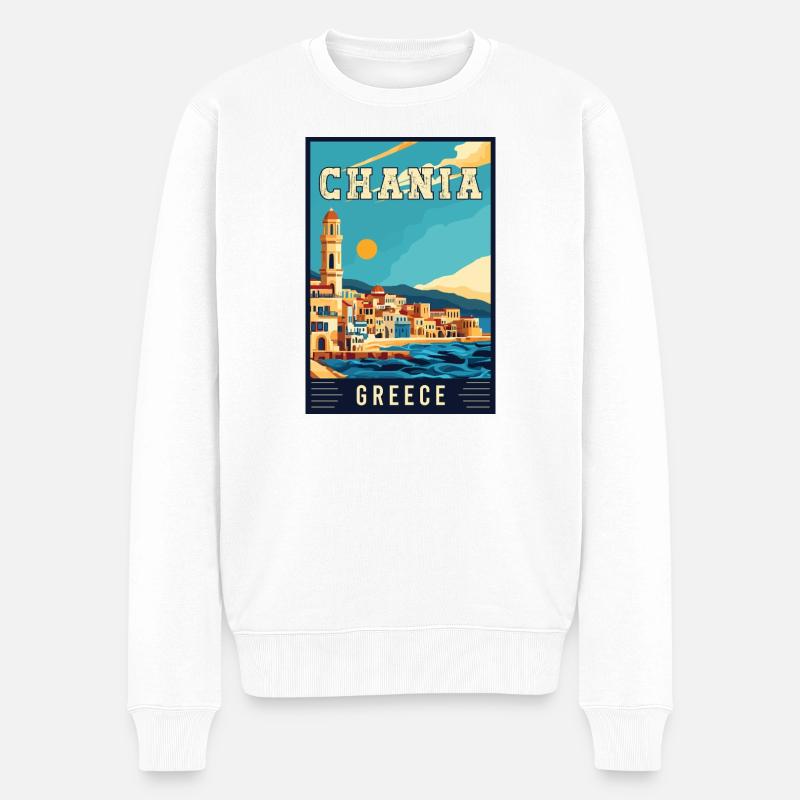 Vivez la magnifique Chanée en Grèce - Pull Premium bio Homme - blanc