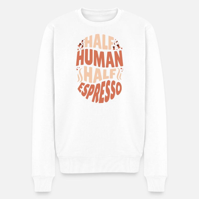 Espresso - Kaffee  - Männer Premium Bio Pullover - Weiß