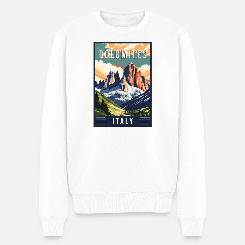Découvrez les majestueuses Dolomites en Italie - Pull Premium bio Homme - blanc