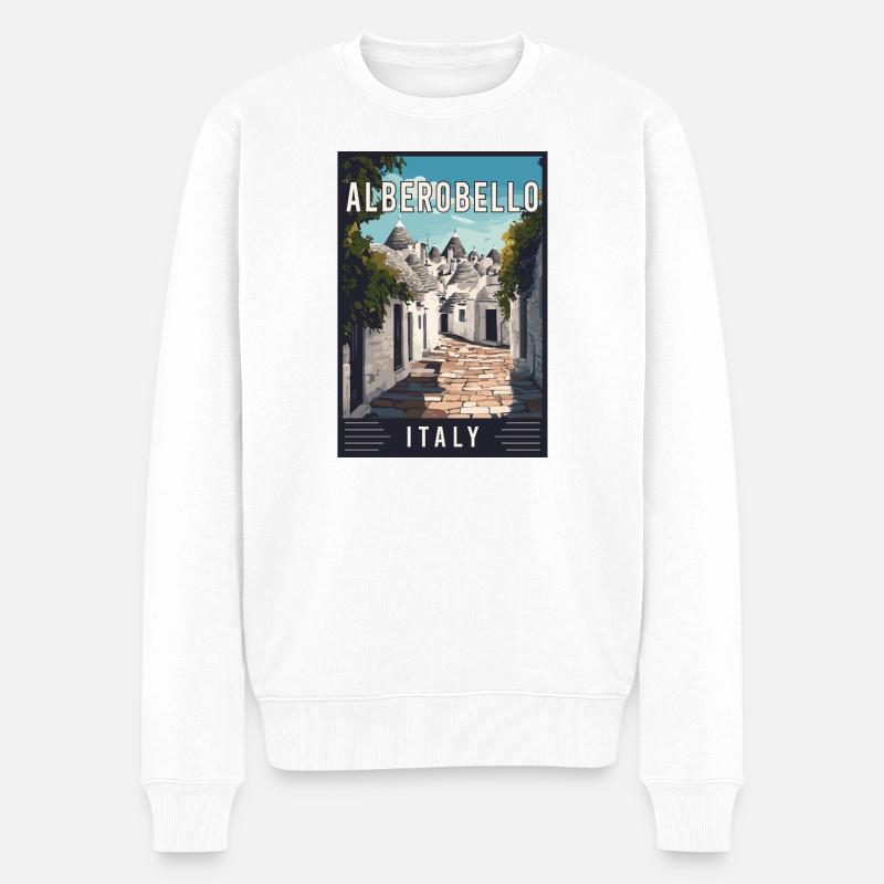 Découvrez l’Alberobello méditerranéen en Italie - Pull Premium bio Homme - blanc
