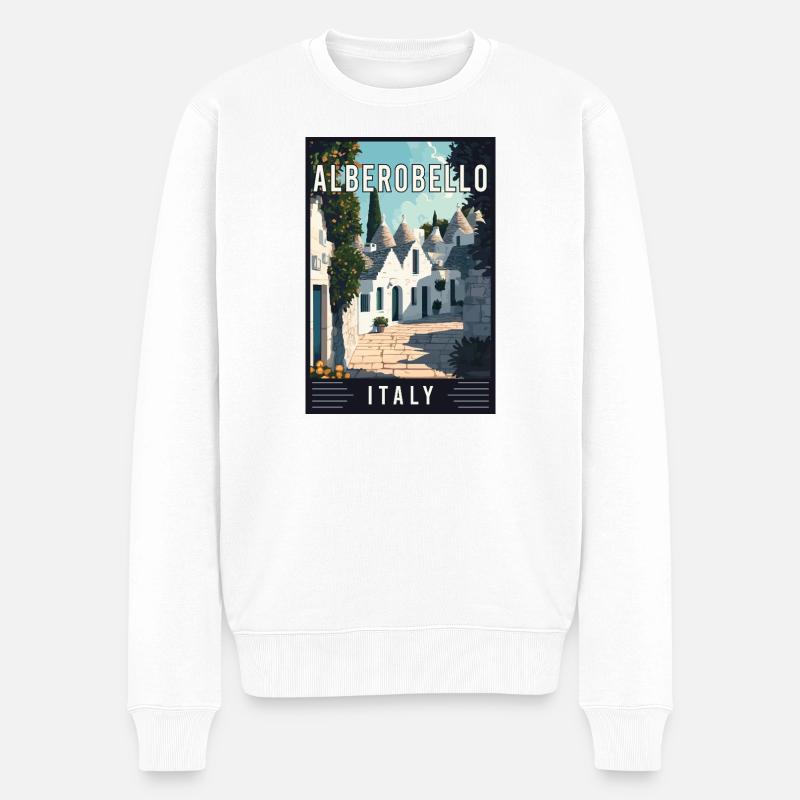 Explorer Alberobello méditerranéen en Italie - Pull Premium bio Homme - blanc