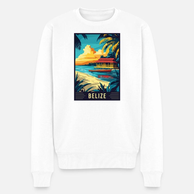 Découvrez le paradis tropical du Belize - Pull Premium bio Homme - blanc