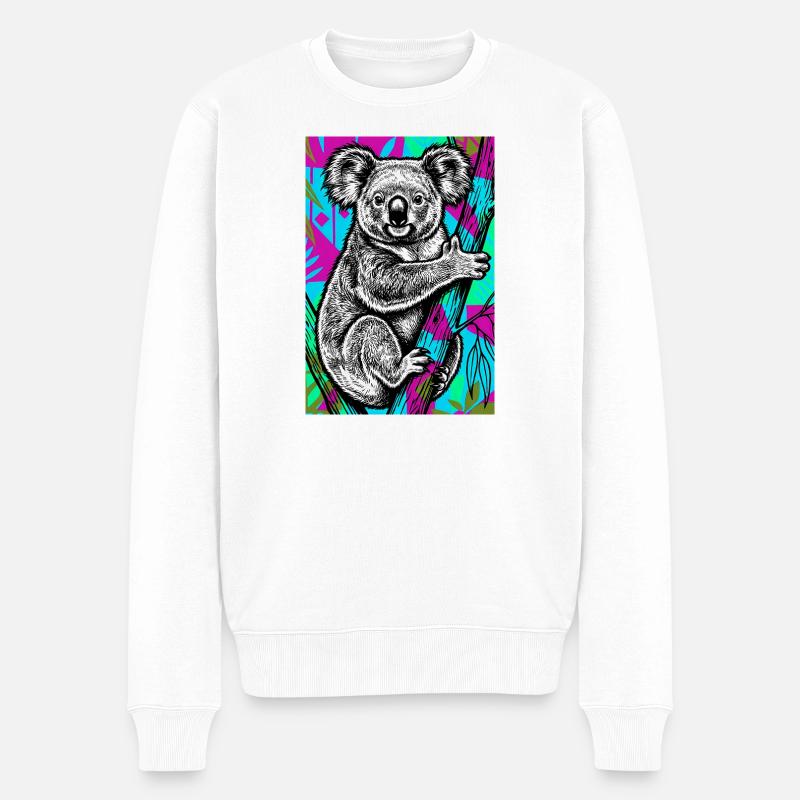 Koala - Männer Premium Bio Pullover - Weiß