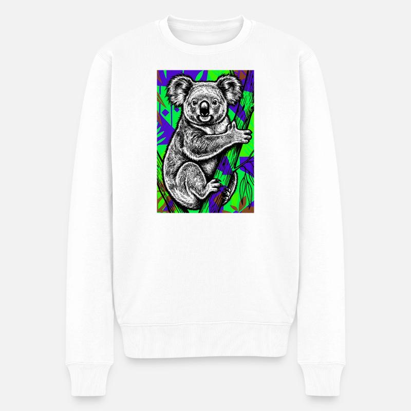 Koala - Männer Premium Bio Pullover - Weiß