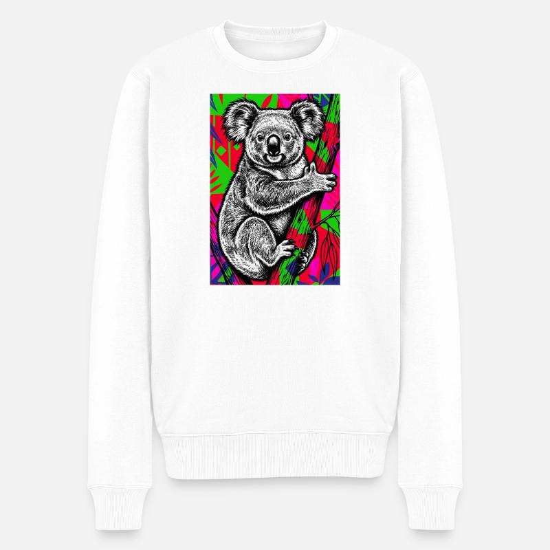 Koala - Männer Premium Bio Pullover - Weiß