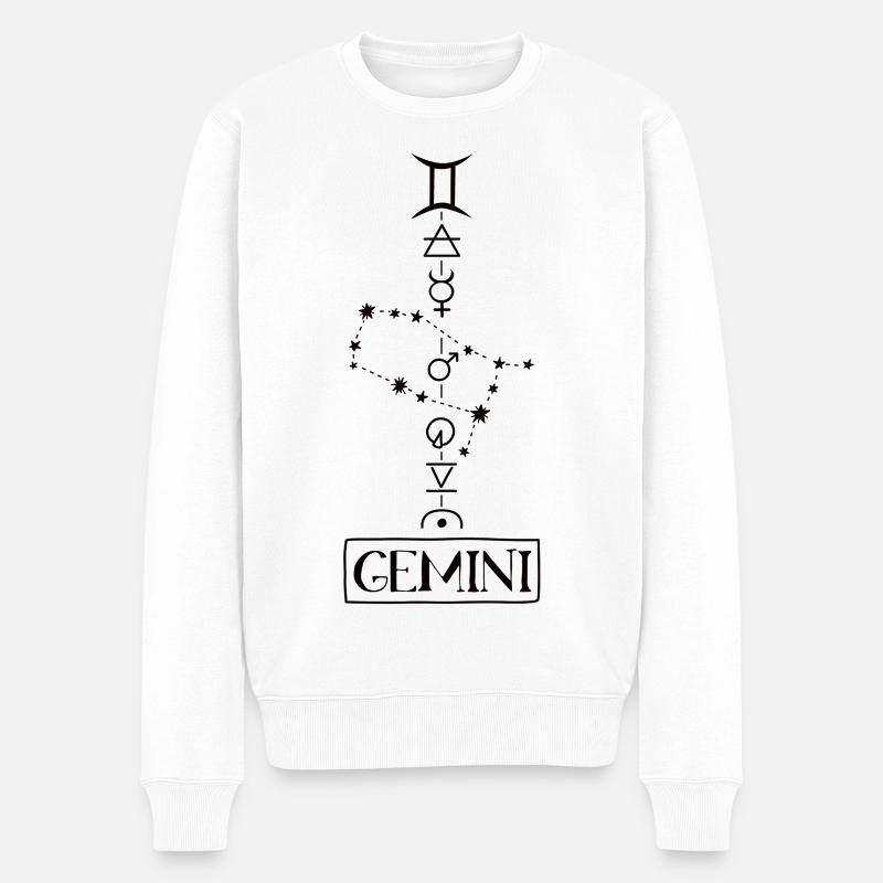 Gemini - Zwilling Sternzeichen - schwarz - Männer Premium Bio Pullover - Weiß