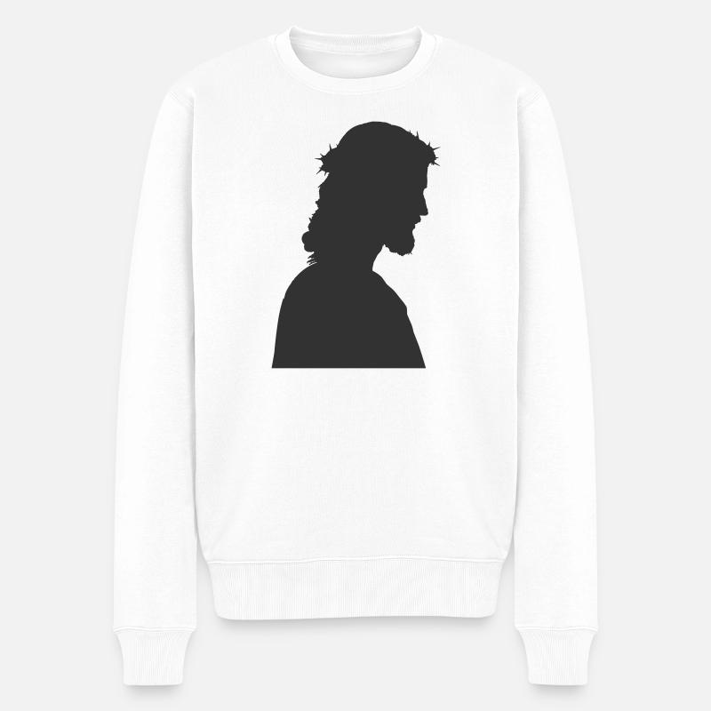 Jesus Christus Silhouette - Männer Premium Bio Pullover - Weiß