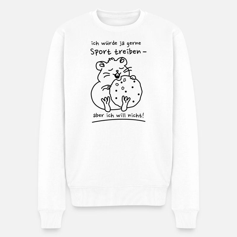 Hamster mit Keks - Männer Premium Bio Pullover - Weiß