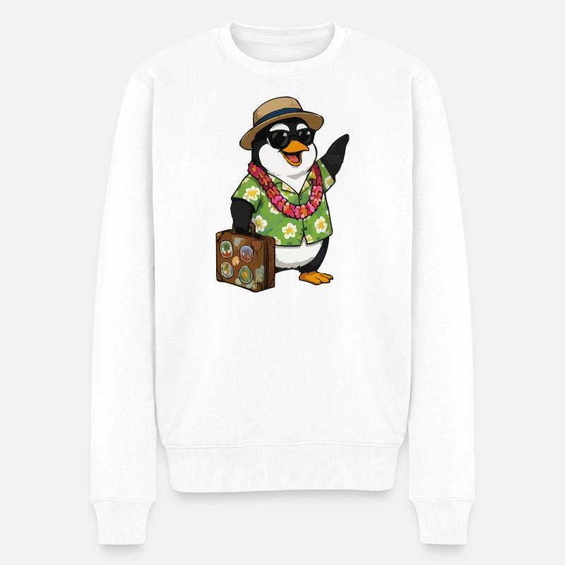 pinguin-urlaub - Männer Premium Bio Pullover - Weiß