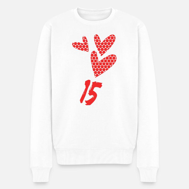 15. 15 ANS. 15e ANNIVERSAIRE. ANNIVERSAIRE 15 ANS. - Pull Premium bio Homme - blanc