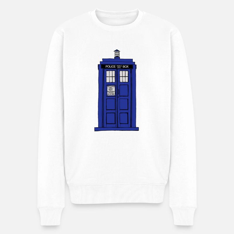 Tardis Dr Who - Männer Premium Bio Pullover - Weiß