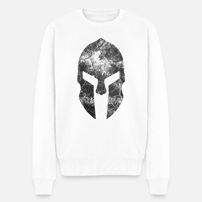 Sparta Helm - Molon Labe - Männer Premium Bio Pullover - Weiß