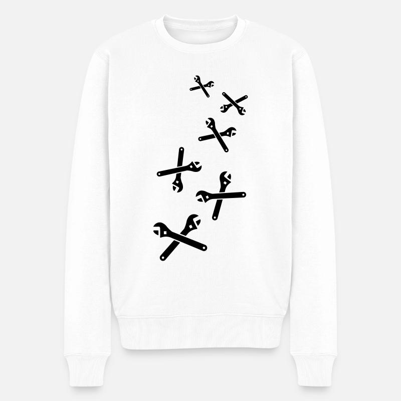 Schraubenschlüssel Icon - Männer Premium Bio Pullover - Weiß