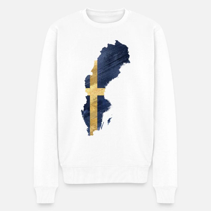 SUÈDE MAP DRAPEAU - Pull Premium bio Homme - blanc