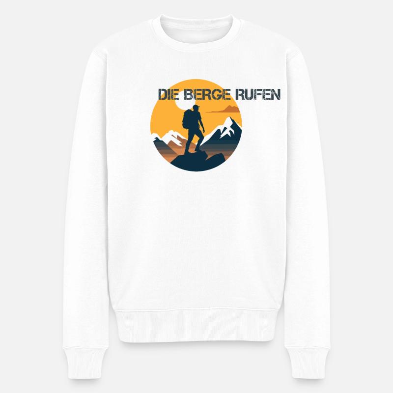 Die Berge rufen - Männer Premium Bio Pullover - Weiß