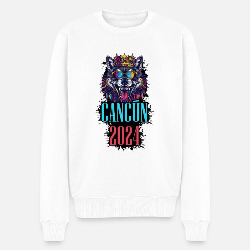 Cancun 2024 Vacation Wolf - Men's Premium Organic Jumper - white