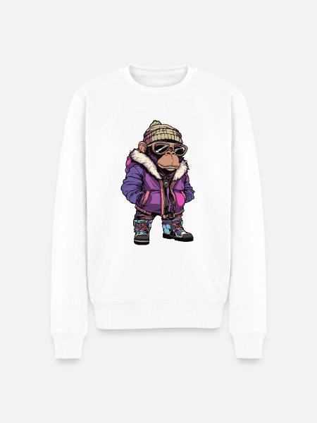 Monkey Funny Winter - Men's Premium Organic Jumper - white