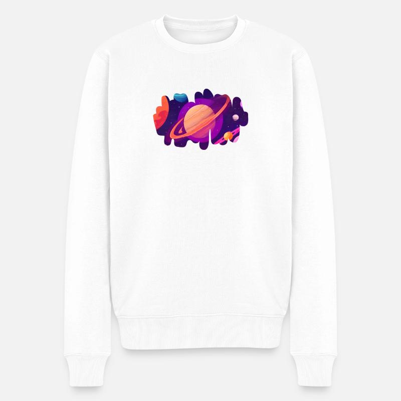 Kosmisches Herz - Männer Premium Bio Pullover - Weiß