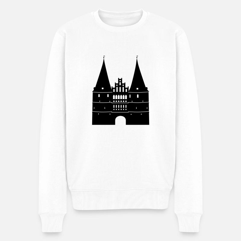 Holstentor, Lübeck - Männer Premium Bio Pullover - Weiß