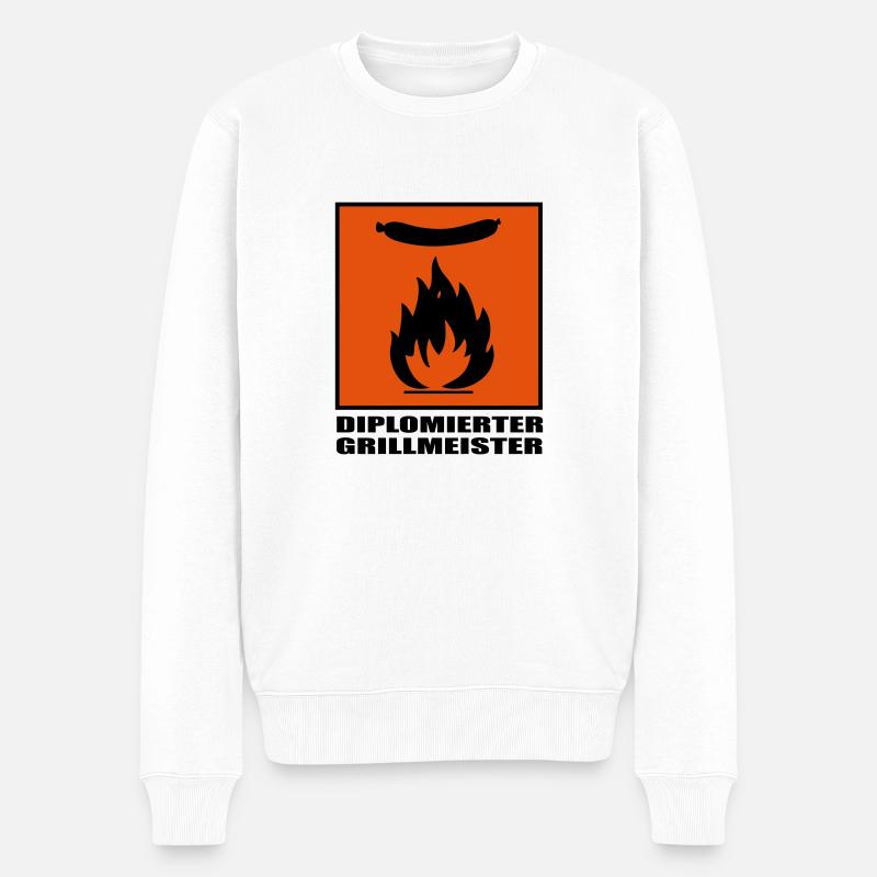 GRILLMEISTER - Männer Premium Bio Pullover - Weiß