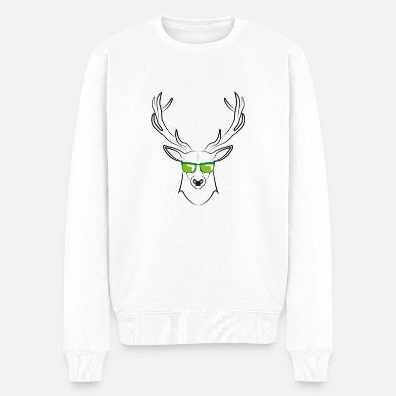 cool deer - Männer Premium Bio Pullover - Weiß