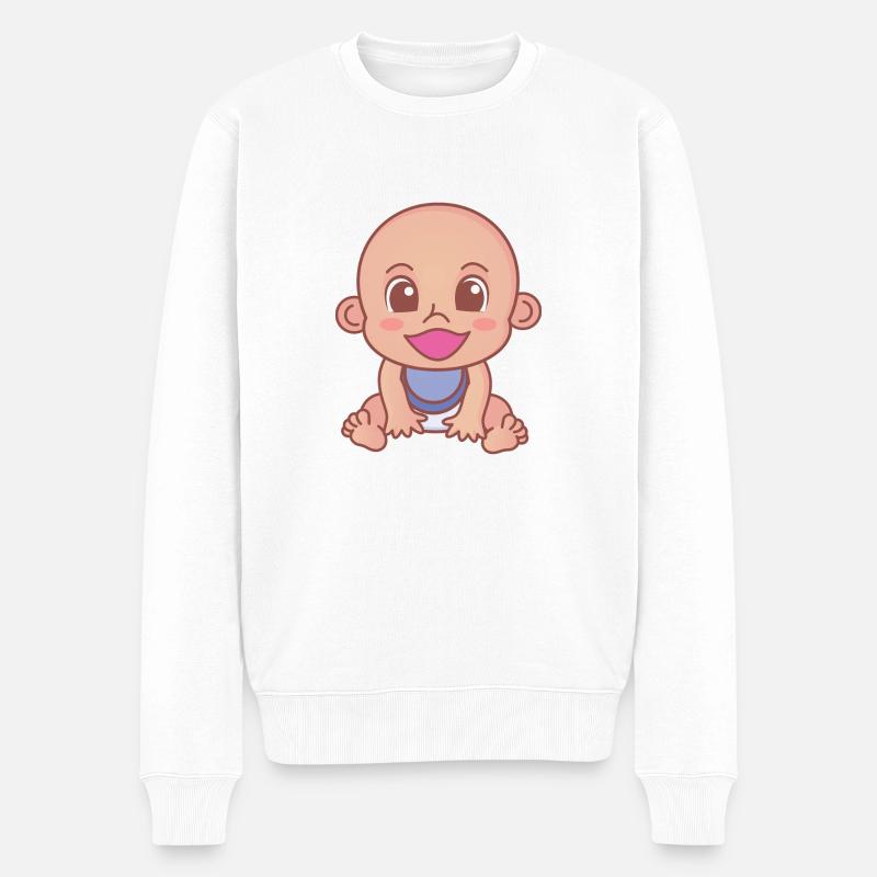 Baby lachend - Männer Premium Bio Pullover - Weiß