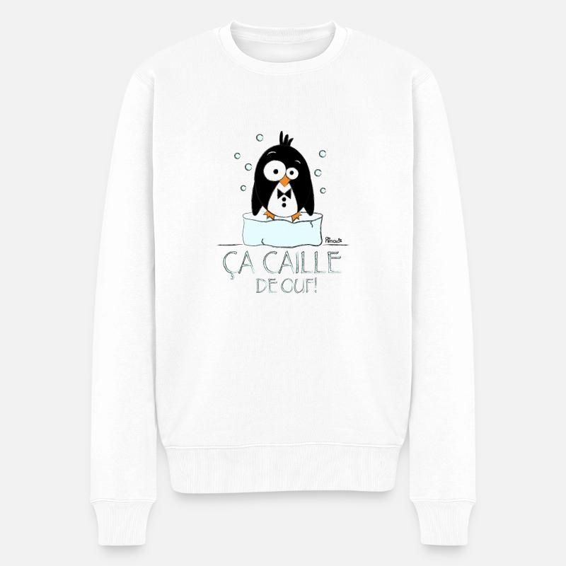 Manchot "Ça"Caille" - Pull Premium bio Homme - blanc