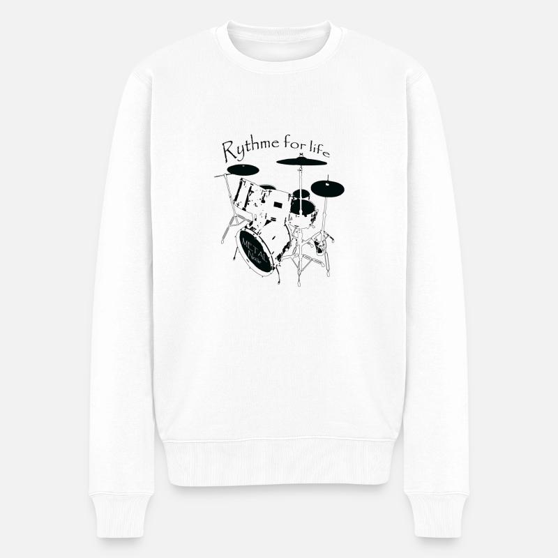 drums - Männer Premium Bio Pullover - Weiß