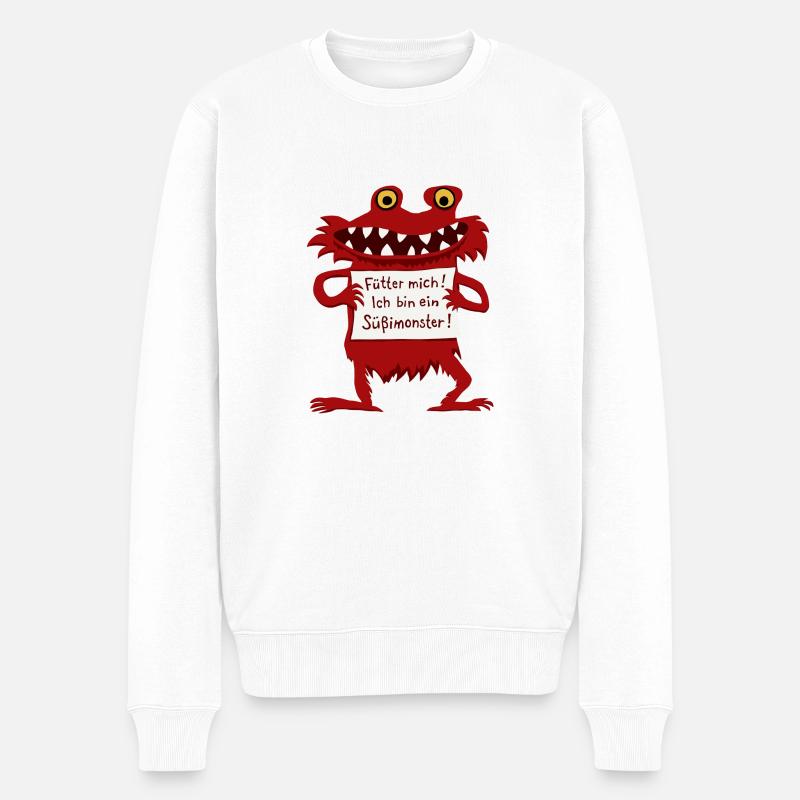 Süßimonster - Männer Premium Bio Pullover - Weiß
