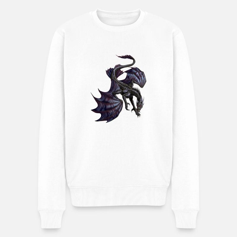 Schwarzer Drache - Männer Premium Bio Pullover - Weiß