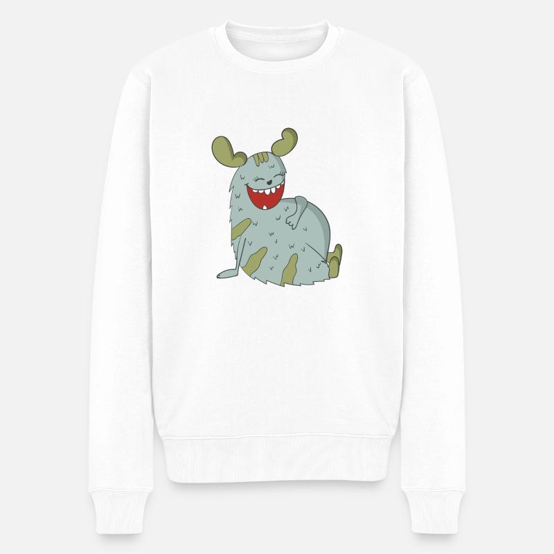 Lachendes Monster - Männer Premium Bio Pullover - Weiß