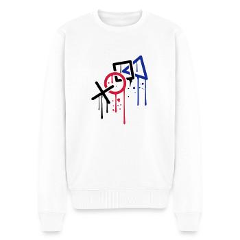 tropfen graffiti controller kontur cool X viereck - Männer Premium Bio Pullover - Weiß - Vorne - Thijin (182cm)