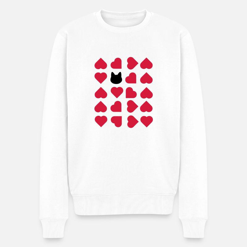 Ich liebe Katzen - Männer Premium Bio Pullover - Weiß