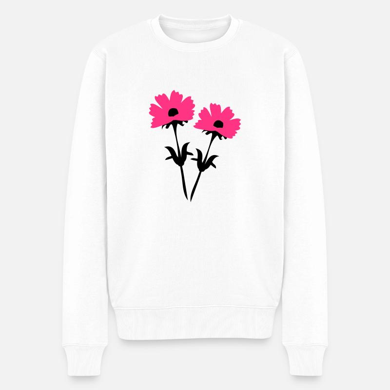 cosmos_flowers - Männer Premium Bio Pullover - Weiß