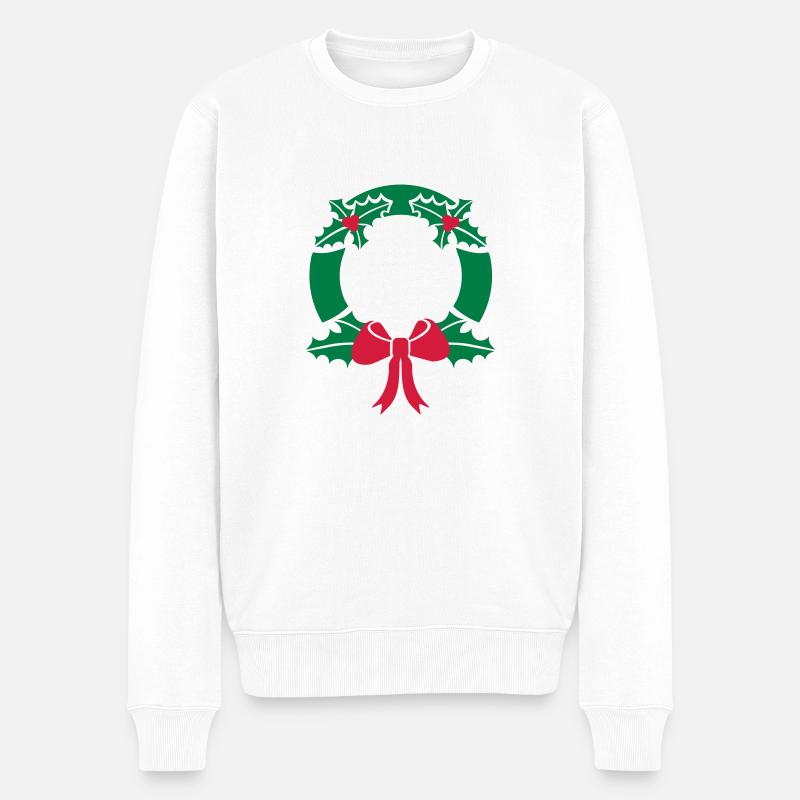 Kranz Weihnachten - Männer Premium Bio Pullover - Weiß