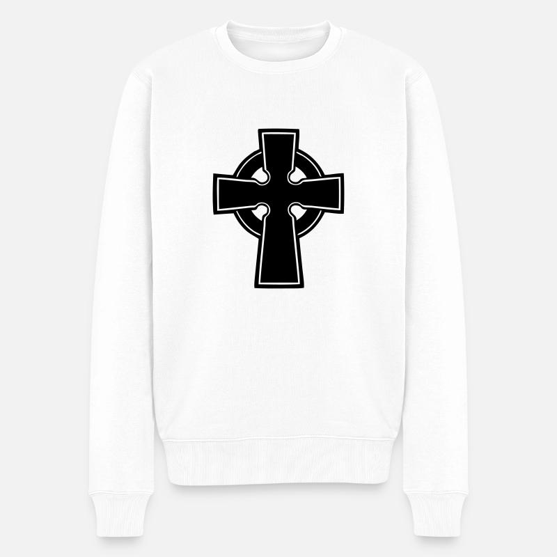 keltisch Kreuz - Männer Premium Bio Pullover - Weiß