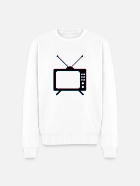 3d tv tv retro antenna screen television - Men's Premium Organic Jumper - white