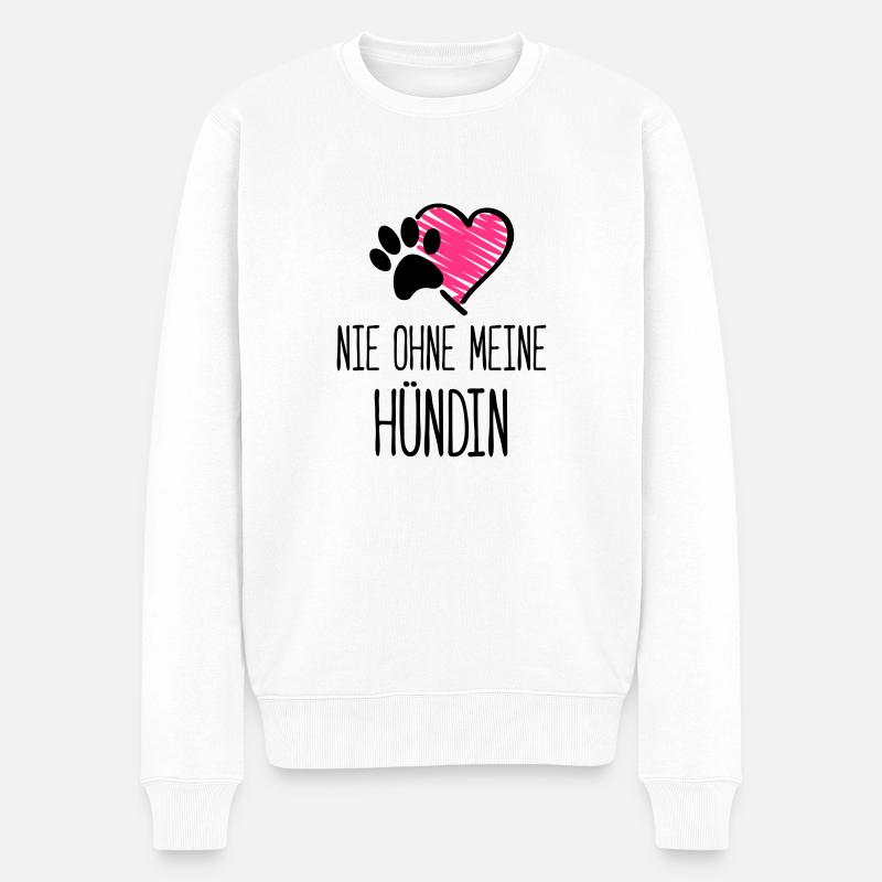 huend nie ohne herz - Männer Premium Bio Pullover - Weiß