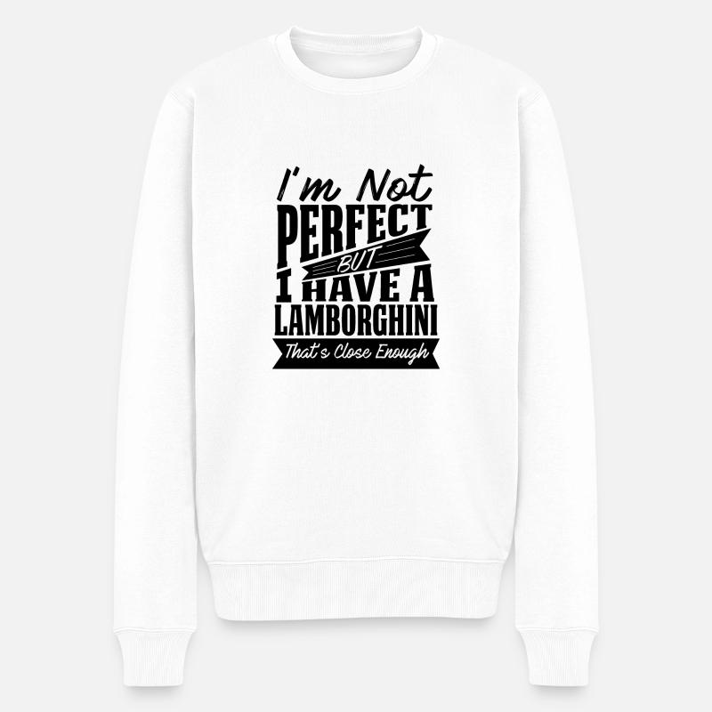 PERFEKT MIT LAMBO B. - Männer Premium Bio Pullover - Weiß