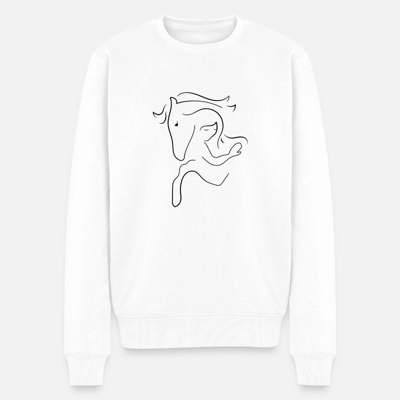 Pferd - Männer Premium Bio Pullover - Weiß