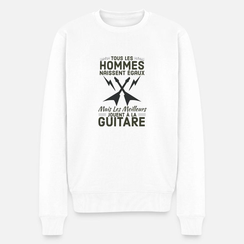 Gitarre - Männer Premium Bio Pullover - Weiß