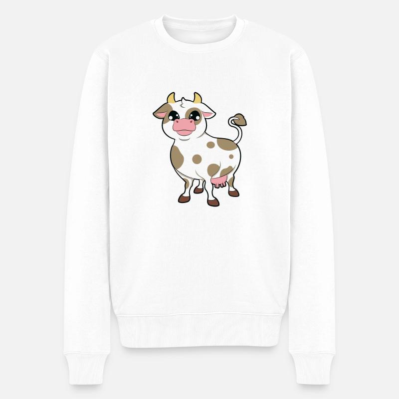 Kuh - Männer Premium Bio Pullover - Weiß