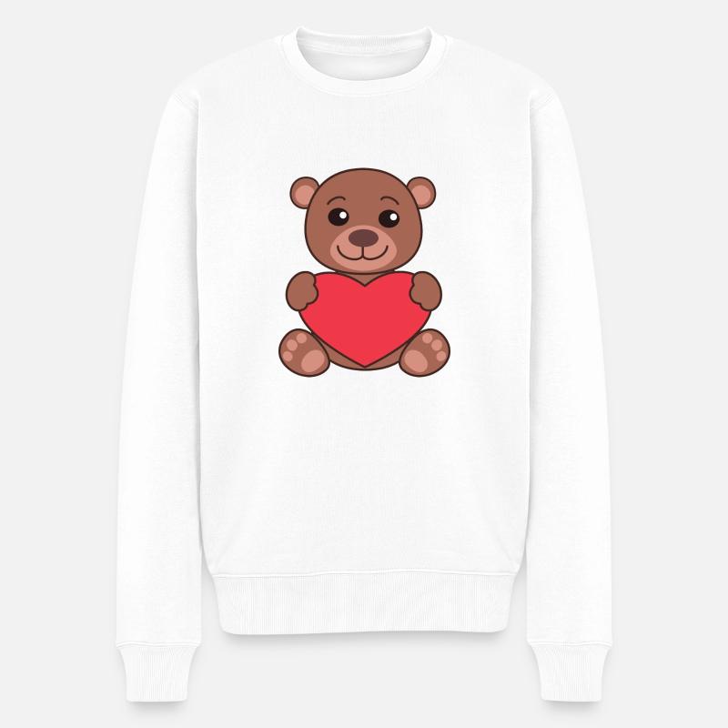 Teddybär mit Herz - Männer Premium Bio Pullover - Weiß