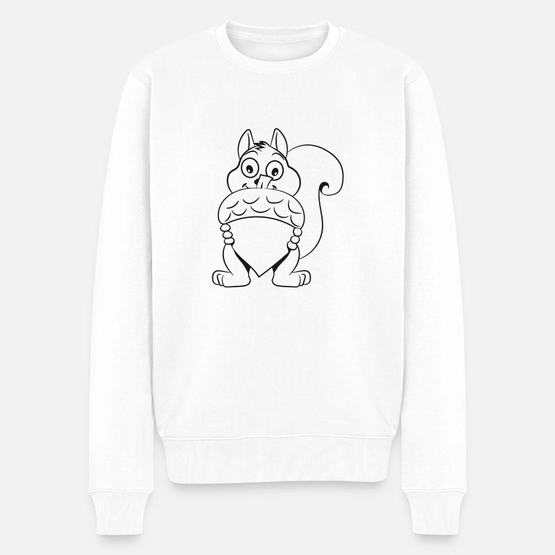 Eichhörnchen nüsse nuss - Männer Premium Bio Pullover - Weiß