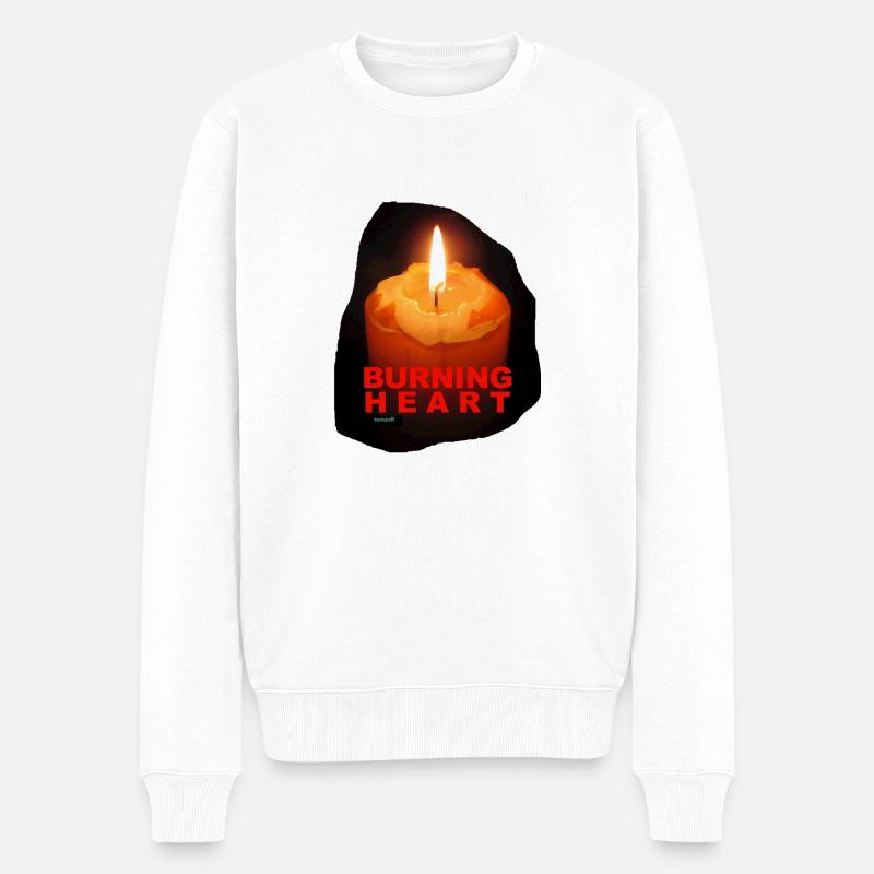 TOMZOFF Burning Heart - Männer Premium Bio Pullover - Weiß