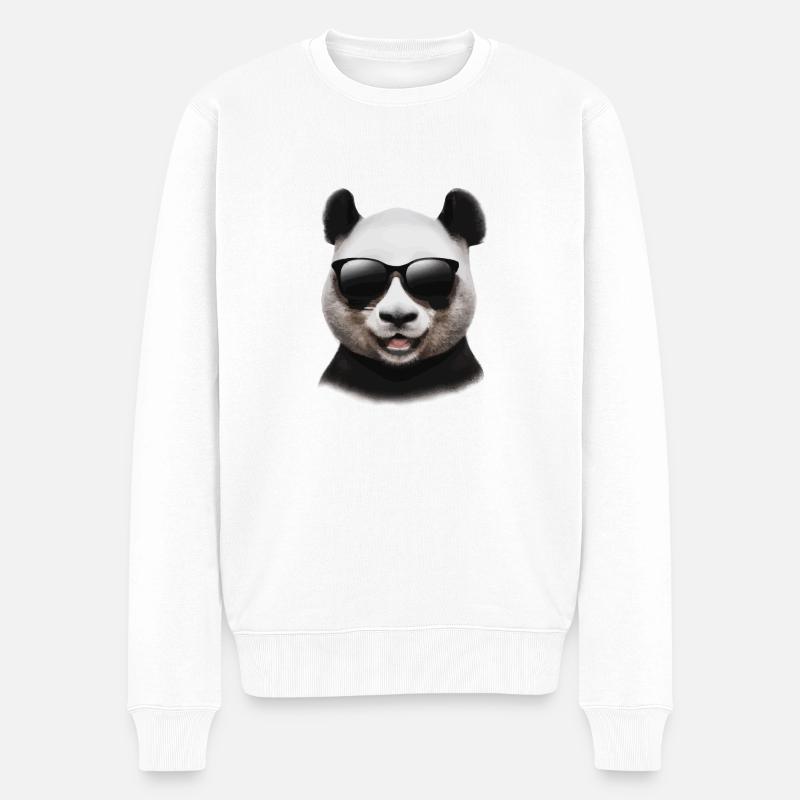 Panda mit Sonnenbrille Cool und Lustig Geschenk - Männer Premium Bio Pullover - Weiß